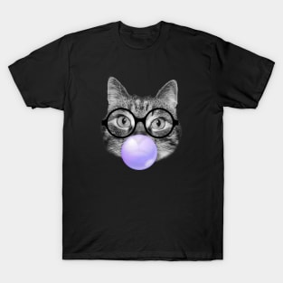 Hipster cat and a purple bubble gum T-Shirt